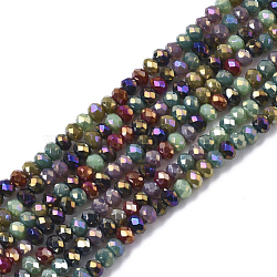Electroplate Glass Beads Strands, AB Color Plated, Faceted, Rondelle, Multi-color Plated, 3x2.5mm, Hole: 0.7mm, about 188~190pcs/16.93 inch~17.71 inch(43~45cm)(EGLA-S192-001A-C01)