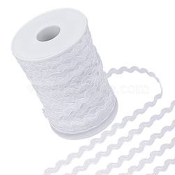 2 trands Polyester Wave Bending Fringe Trim, Sewing Ribbon, for Cloth Dress DIY Making Decorate, with Spool, White, 3/16 inch~3/8 inch(5~8.5mm), about 22~25m/strand(OCOR-GF0003-02J)