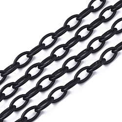 Opaque Acrylic Cable Chains, Horse Eye, Black, 13x8x2mm, 18.5 inch~19.29 inch(47~49cm)/strand(SACR-N010-001A)