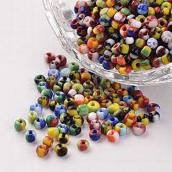 8/0 Opaque Colours Seep Glass Beads, Round Seed Beads, Mixed Color, 2.5~3x2~3mm, Hole: 0.8mm, about 1666pcs/50g(X-SEED-M007-M)
