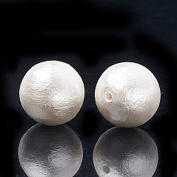 Compressed Cotton Pearl Beads, Eco-Friendly, Dyed, Round, White, 16~16.5mm, Hole: 1.5mm(WOVE-S114-16mm-13)