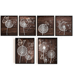 Chemical Fiber Oil Canvas Hanging Painting, Home Wall Decoration, Rectangle, Dandelion Pattern, 250~400x200~300mm, 6pcs/set(AJEW-WH0376-008)