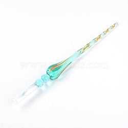 Glass Dip Pen, Turquoise, 18.9x1.3x1.3cm(AJEW-WH0182-36J)