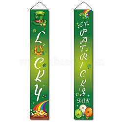 Rectangle Door Wall Hanging Polyester Sign for Festival, for Festival Party Decoration Supplies, Lucky Saint Patrick's Day, Green, 180x30cm, 2pcs/set(HJEW-WH0036-02C)