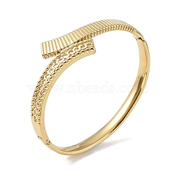 304 Stainless Steel Textured Hinged Bangles for Women, Real 18K Gold Plated, Inner Diameter: 2 inch(5.05cm), 22mm(BJEW-U002-03G)