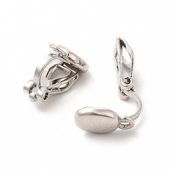 Alloy Clip-on Earring Findings, with Horizontal Loops, Oval, Platinum, 12.5x6x9.5mm, Hole: 1.2mm