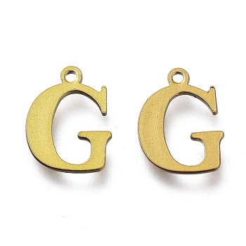 Vacuum Plating  304 Stainless Steel Charms, Laser Cut, Alphabet, Antique Bronze, Letter.G, 12x9x0.8mm, Hole: 1mm