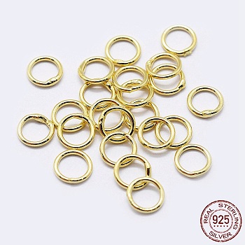 925 Sterling Silver Round Rings, Soldered Jump Rings, Closed Jump Rings, Real 18K Gold Plated, 18 Gauge, 7x1mm, Inner Diameter: 5mm, about 60pcs/10g