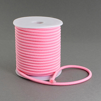Round Nylon Thread, with PPC Tube Inside, Pink, 3mm, about 10.82 yards(9.9m)/roll
