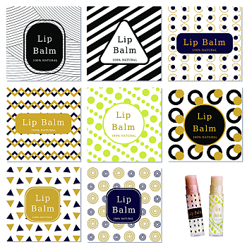 80Pcs 8 Style Custom Lip Balm DIY Label Sticker, Coated Paper Paster, Self-Adhesive Stickers, Square, Mixed Patterns, 5x5cm, 10pcs/style