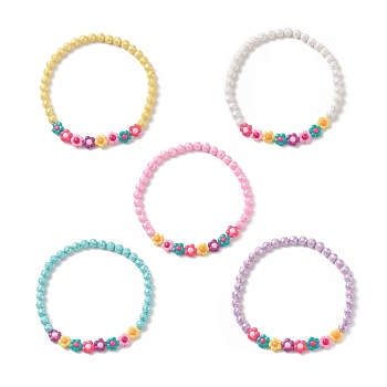 Acrylic Flower & Faceted Round Beaded Necklaces, for Women, Mixed Color, 18-1/4 inch(46.4cm)