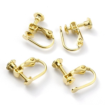 Brass Clip-on Earring Findings, Spiral Ear Clip, Screw Back Non Pierced Earring Converter, Real 24K Gold Plated, 14.5x12.5x5mm