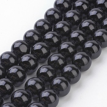 Natural Mashan Jade Round Beads Strands, Dyed, Black, 10mm, Hole: 1mm, about 41pcs/strand, 15.7 inch