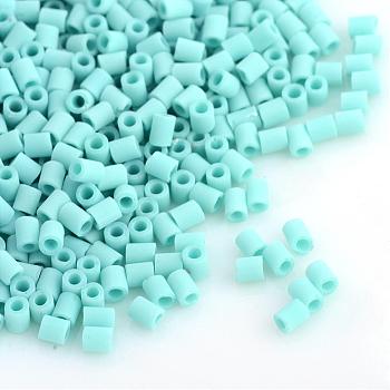 TOHO Japanese Seed Beads, Glass Bugle Beads, Frosted, AB Color, Round Hole, (55) Opaque Turquoise, 2x1.7~1.8mm, Hole: 1mm, about 6650pcs/bag, 100g/bag