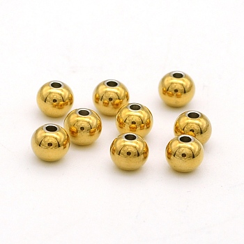 201 Stainless Steel Beads, Round, Golden, 3x2mm, Hole: 1.2mm
