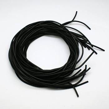 Synthetic Rubber Beading Cord, Round, Solid, No Hole, Black, 2.0mm, about 1.09 yards(1m)/strand