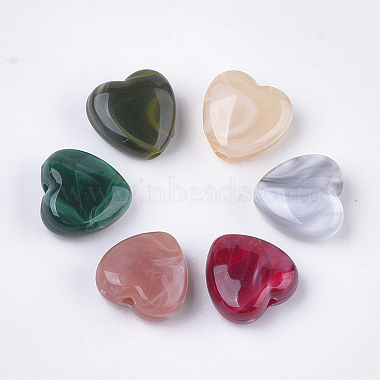 14mm Mixed Color Heart Acrylic Beads