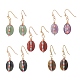 5 Pair 5 Style Natural Mixed Gemstone & Glass Seed Braided Oval Dangle Earrings Set(EJEW-JE05119)-1
