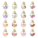 27Pcs 9 Styles Glass Pendants, Round, with CCB and Handmade Polymer Clay, Mixed Shapes, 21.5x16mm, Hole: 2.5mm, 3pcs/style(FIND-YW0008-07)