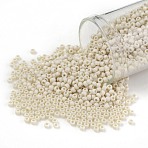 TOHO 11/0 Round Beads, Japanese Seed Beads, (409F) Light Cream Opaque Rainbow Matte, 11/0, 2.2mm, Hole: 0.8mm, about 1110pcs/10g(X-SEED-TR11-0409F)
