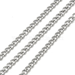 304 Stainless Steel Curb Chains, Unwelded, with Spool, Stainless Steel Color, 4x3x0.5~0.8mm(CHS-B016A-P)