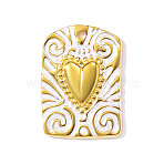 304 Stainless Steel Enamel Pendants, Arch with Heart Charms, Ion Plating(IP), Real 18K Gold Plated, White, 21x15mm(STAS-OY002-31G)