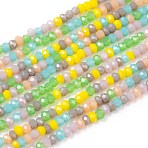 Faceted Glass Beads Strands, Rondelle, Imitation Jade Style, Mixed Color, 2~2.5x1.5~2mm, Hole: 0.6mm, about 187pcs/Strand, 12.91 inch(32.8cm)(GLAA-G074-A04)
