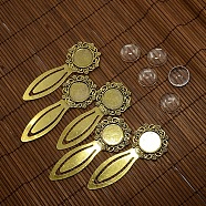18mm Clear Domed Glass Cabochon Cover for Antique Golden DIY Alloy Portrait Bookmark Making, Cadmium Free & Nickel Free & Lead Free, Bookmark Cabochon Settings: 79x30mm, Tray: 18mm(DIY-X0118-AG-NR)