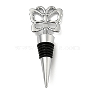 Alloy Red Wine Stopper, Silicone Bottle Stopper, Butterfly, Platinum, 106x42x21mm(AJEW-E055-03P)