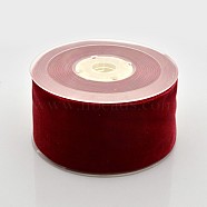 Polyester Velvet Ribbon for Gift Packing and Festival Decoration, Dark Red, 2 inch(50mm), about 20yards/roll(18.29m/roll)(SRIB-M001-50mm-260)