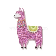 Acrylic Pendants, Alpaca, Pink, 51.5x34.5x1.4mm, Hole: 2.5mm(OACR-R270-01B)