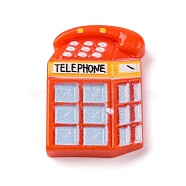 Telephone Booth Opaque Resin Decoden Cabochons, Red, 29.5x22x7mm(CRES-Z008-02E)