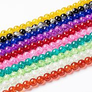 Crackle Glass Beads Strands, Round, Mixed Color, 8mm, Hole: 1.3~1.6mm, about 100pcs/strand, 31.4 inch(CCG-Q001-8mm-M)