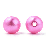 Spray Painted ABS Plastic Imitation Pearl Beads, Round, Hot Pink, 8x9.5mm, Hole: 1.8mm, about 2080 pcs/500g(OACR-T015-05B-15)