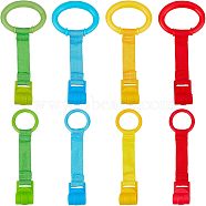 SUPERFINDINGS 8Pcs 8 Style Plastic Play Bed Pull Ring, with Nylon Belt, Mixed Color, 200~205x53.5~92x25mm, Hole: 39.5~68mm, 1pc/style(AJEW-FH0001-94)