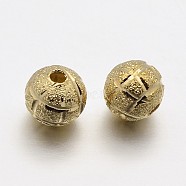 Round Brass Beads, Golden, 6mm, Hole: 1.2mm(KK-N0061-03G-6mm)