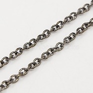 Iron Cable Chains, Unwelded, Oval, Lead Free and Nickel Free, Gunmetal Color, 3x2x0.5mm(X-CH-S079-B-FF)