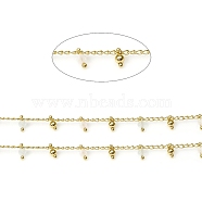 3.28 Feet Handmade Faceted Natural Morganite Beaded Chains, Brass Curb Chains, Soldered, Long-Lasting Plated, Golden, Golden, 3x1.8x0.8mm(X-CHC-E021-02F)