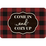 Linen and Rubber Ground Mat, Rectangle with Word COME IN and COZY UP, Red, Word, 40x60cm(AJEW-WH0142-016)