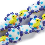 Handmade Lampwork Beads, Flower, Duck, Bumpy, White, 21x19x10mm, Hole: 2mm, about 20pcs/strand, 12.60''(32cm)(LAMP-G142-01C)