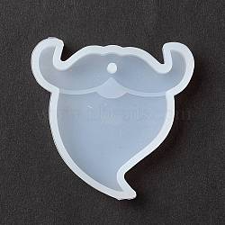 Christmas Theme DIY Santa Claus' Mustache Pendant Silicone Molds, Resin Casting Molds, for UV Resin & Epoxy Resin Jewelry Making, White, 47x48x8mm, Hole: 2.5mm(DIY-K054-01)