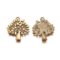 Tibetan Style Alloy Pendants, Cadmium Free & Nickel Free & Lead Free, Tree, Antique Golden, 28x24x1.8mm, Hole: 2mm(TIBEP-A13000-AG-FF)