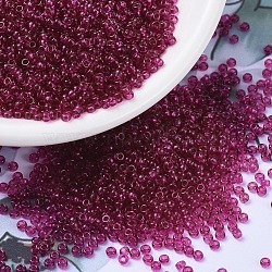 MIYUKI Round Rocailles Beads, Japanese Seed Beads, 11/0, (RR1406) Transparent Fuchsia, 11/0, 2x1.3mm, Hole: 0.8mm, about 50000pcs/pound(SEED-G007-RR1406)