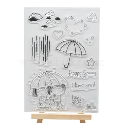 Umbrella Plastic Stamps, for DIY Scrapbooking, Photo Album Decorative, Cards Making, Clear, 160x110mm(SCRA-PW0016-124)