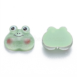 Translucent Resin Decoden Cabochons, Printed, Frog, Medium Aquamarine, 9x11x4mm(X-CRES-N030-018)