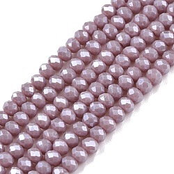 Electroplate Glass Beads Strands, Pearl Luster Plated, Faceted, Rondelle, Medium Purple, 2.9~3.3x2mm, Hole: 0.8mm, about 148~150pcs/strand, 39.5~40cm(EGLA-A044-P2mm-A13)