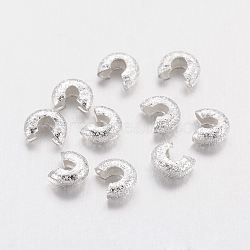 Brass Crimp Beads Covers, Nickel Free, Silver Color Plated, 3.2mm In Diameter, Hole: 1.2mm(KK-G015-S-NF)