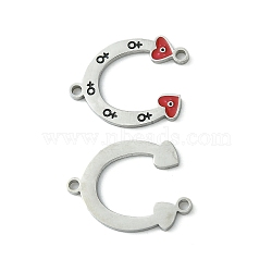 304 Stainless Steel Manual Polishing Connector Charms, with Enamel, U Shape, Stainless Steel Color, 22x17.5x1.5mm, Hole: 1.6mm(STAS-C075-30P)
