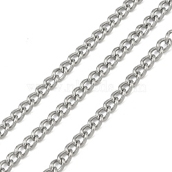 304 Stainless Steel Curb Chains, Unwelded, with Spool, Stainless Steel Color, 4x3x0.5~0.8mm(CHS-B016A-P)