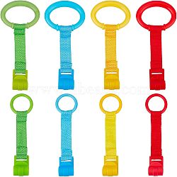 SUPERFINDINGS 8Pcs 8 Style Plastic Play Bed Pull Ring, with Nylon Belt, Mixed Color, 200~205x53.5~92x25mm, Hole: 39.5~68mm, 1pc/style(AJEW-FH0001-94)